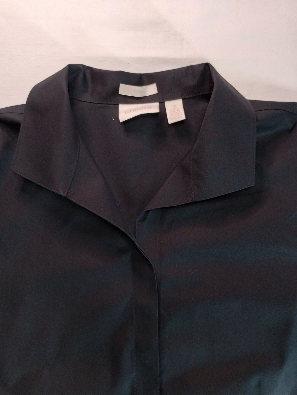Chico's Black Blouse with Clean Collar Size (3) - Picture 7 of 9